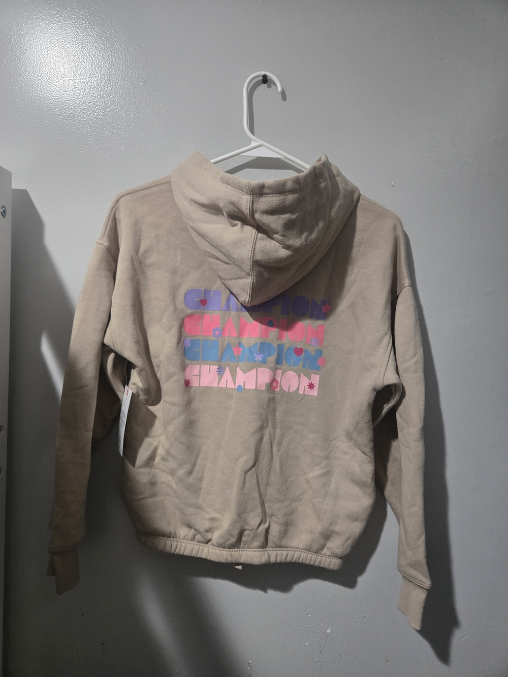 Champion Kids' Beige Hoodie with Colorblock Logo